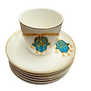 Shallow Ice - Hamsa design hand painted fine bone china tea/coffee cups set of 6